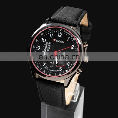 WOMAGE WMG088-B Men Quartz Watch New Model Fashion Luxury Leather Mens Wrist Watch