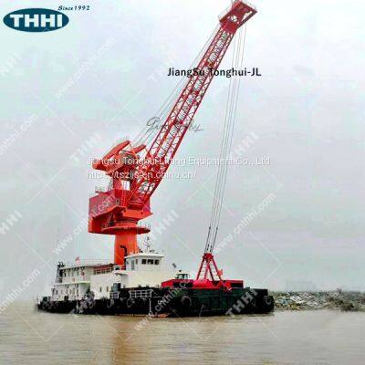 FQ5038 Floating Barge Crane Transshipment Bauxite Coal Sand Handling Indonesia