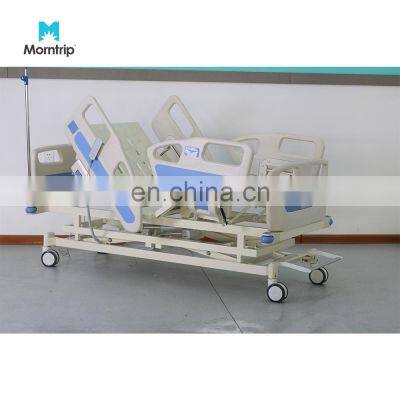 Luxurious High Quality Height Adjustable ABS Headboard Footboard Central Brake Hospital Medical Beds On Wheels