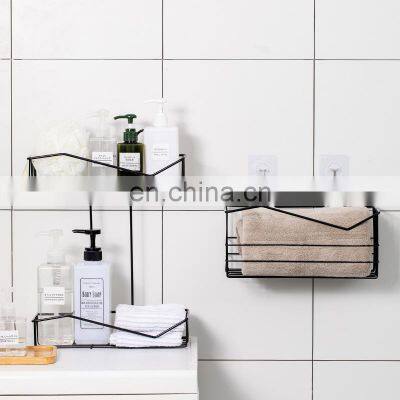 Multi-functional Save Space Single Wall Mounted No Punching Shower Soap Basket Bathroom Storage Rack