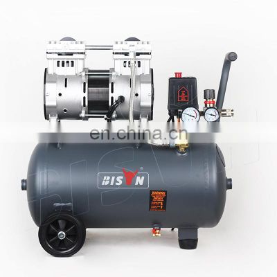 Bison China 1500W 8Bar 200psi Dental Silent Single Piston Oil Air Compressor With Tank