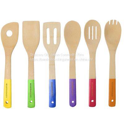 Colorful Bamboo kitchen cooking utensil with colorful handle Wholesale from China