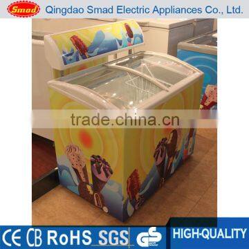 Commercial sliding glass door chest freezer