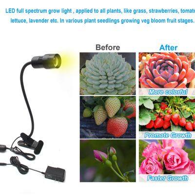 10W 5 Levels Light Gooseneck Led Grow Light Full Spectrum Clip Desk Lamp for Potted Plant Office Family Plant