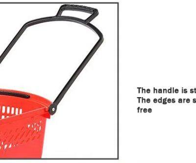 Plastic Supermarket Shopping Basket With Telescopic Handle With Wheels Plastic Crate photo-5