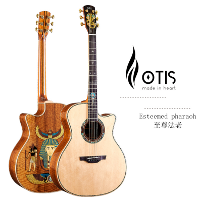 OTIS N-300 Esteemed Pharaoh Custom 41 Inch All Solid Acoustic Guitar (Esteemed Pharaoh Pattern, OTIS 19:1 Sealed Knob)