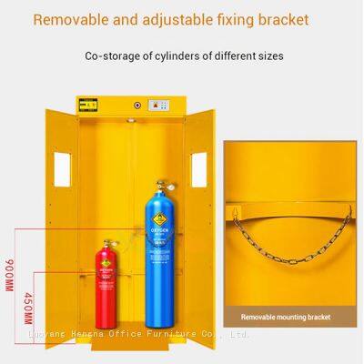 Sicherheits-Schrank für brennbare Gase (gelb) | Halterung für Sauerstoff- und Acetylenflaschen photo-4