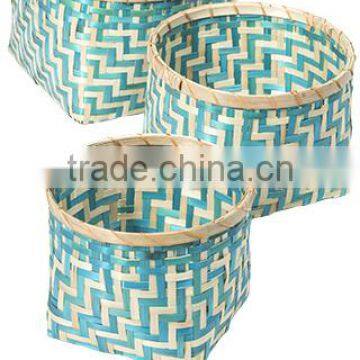 High quality best selling eco-friendly Set of 3 square indigo bamboo baskets from Vietnam