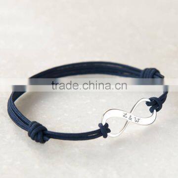 new design boyfriend's personalised silver infinity bracelet high quality leather bracelet