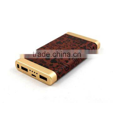 10000mAh slim leather power bank portable charger