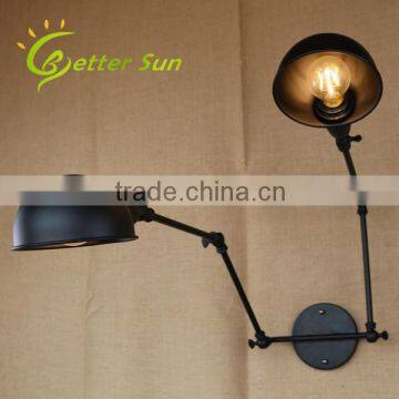 Double-headed Adjustable Swing Arm Black Iron Interior LED Wall Light photo-3