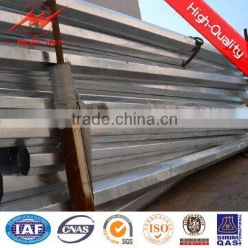 Polygonal Coating steel round pole price with Cross Arm