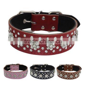Professional Manufacturer Wholesale Diamond Litchi Grain Leather Pet Collar Dog Collars photo-2