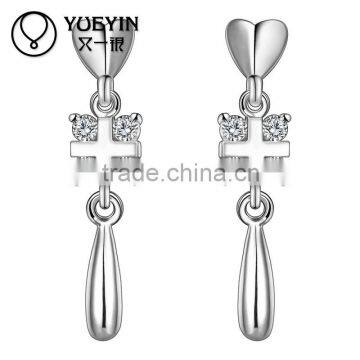 Fashion style with diamond cross sliver plated earrings