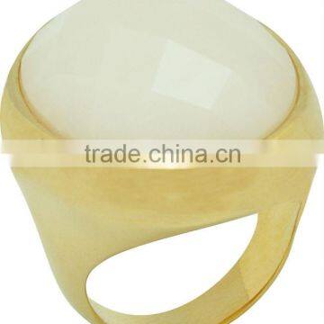 Gold Plated Fashion Ring With Natural Stone