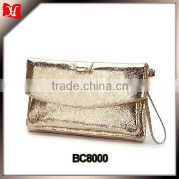 Fashion lady gold leather clutch bag custom ladies purse party clutch bags