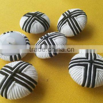 Black and White Strips Cord Braided Fabric Covered Button -- F1532 photo-3