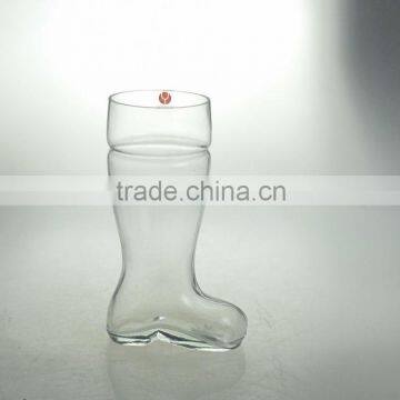 clear wholesales hand made boot shape beer glass