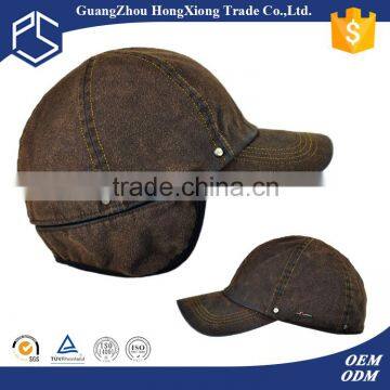 Guangzhou custom winter vintage baseball cap with ear flaps