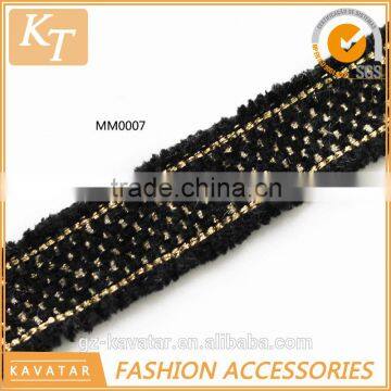 Fancy design 2cm ribbon trim with golden thread