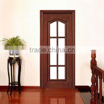 Economic Interior Teak Veneer Wood Glass Door Design photo-5