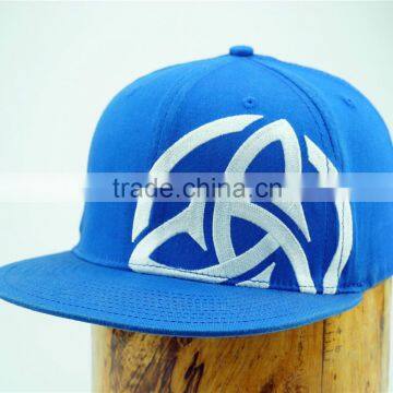 Blue 6 panel flat brim flex fit cap