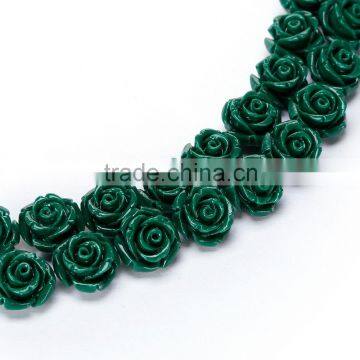 Nice Emerald #5 Color Synthetic Turquoise Carved Rose Howlite Coral Flower Carving Loose Beads 20 pcs per Bag For Jewelry Making