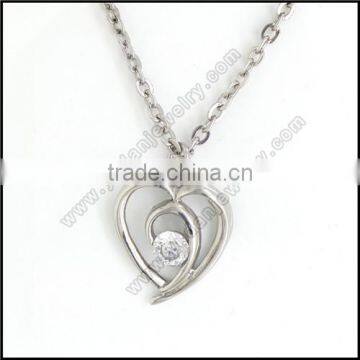 silver heart shape cz pendant for women