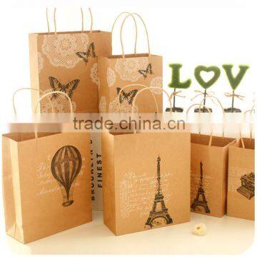 New design custom recycle printed paper bag with handle brown kraft shopping paper gift bag manufacturer