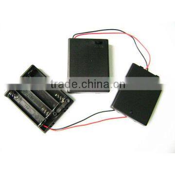 ON/OFF Switch Black 4 x 1.5V AAA Batteries Holder Case Storage Box with lead wire