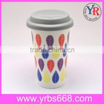 Ceramic Coffee Mug China Factory Dull Polish Starbucks With Silicone Lid