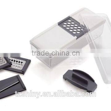 Multi-Blade Plastic Vegetable Grater with Container Kitchen Box Grater with Interchangeable Stainless Steel blade