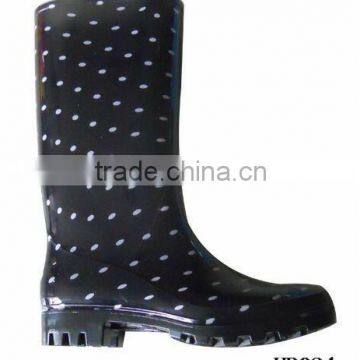 Dot Design Black Women Fashion Rubber Boots