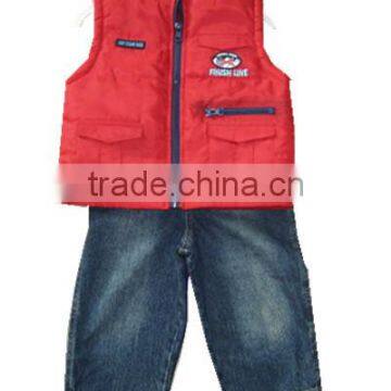 boys spring denim outfits set sleeveless jacket Children's Clothing Sets