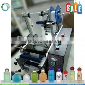 Semi automatic round container sticker labeling machine