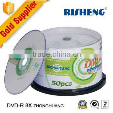 RISENG 8x 4.7GB 120MINs dvd disc 4.7g printed/8x dvd-r blank disc princo/blank dvd-r 8x/16x 4.7gb 50cakebox