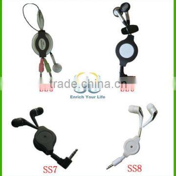 Hot seller fashionable stereo retractable earphones with Mic for promotion