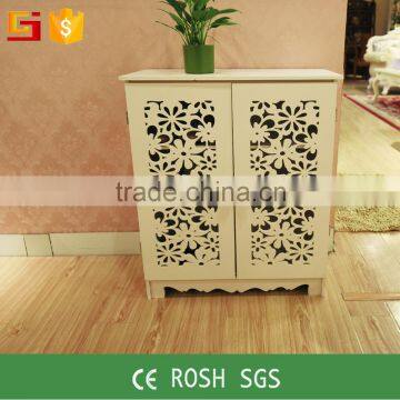 GJ-TJC8060 Fashion cheap simple white wash carved cabinet in wood-plastic