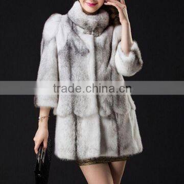 Wholesale fashion elegant medium long grey faux fur jackets women's coats