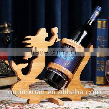 Mermaid Wine carrier , space saving bamboo wine rack ,