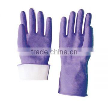 purple latex household gloves