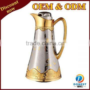 1 L wholesale double wall glass liner arabian tea pot/coffee thermos/vaccum flask for hotel TP011