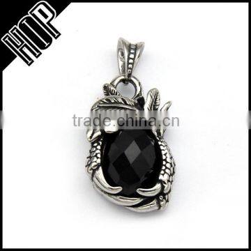 Best selling fashion stainless steel vintage black crystal dragon claw pendant