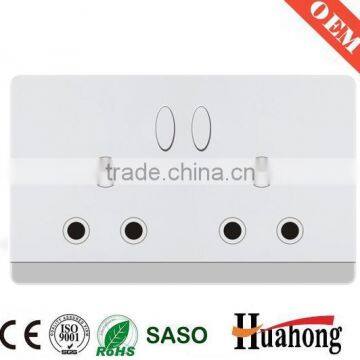 Double 13A wall socket with switch and neon