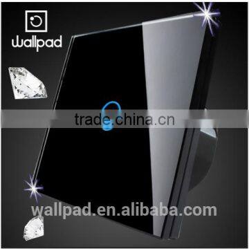 Wallpad Modern LED Waterproof Black Crystal Glass 110~250V 1 Gang 1way Touch Screen Light Control Wall Switch