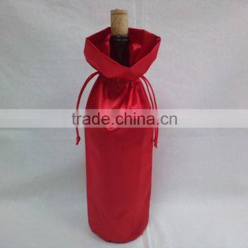 elegant red drawstring wedding satin wine bag