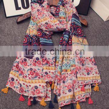 Hot Selling Floral Pattern Scarf Viscose Design Fashion Muslim Hijab Pashmina Autumn Popular Shawls /scarves photo-4