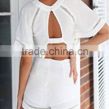 OEM Service Fashionable Design Girls Stylish Top and Shorts Latest Design Ladies Suits