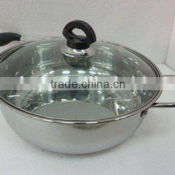 Stainelss Steel Cookwre Hot Pot with Glass Lid