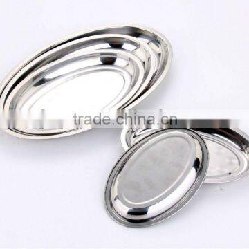 Stainless Steel Oval Food Tray